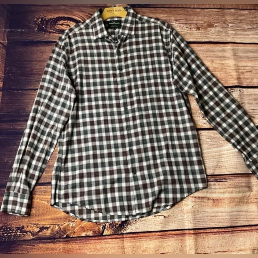 Rodd & Gunn Shirt Mens L Gray Long Sleeve Button Up Plaid Cowboy Western Outdoor
